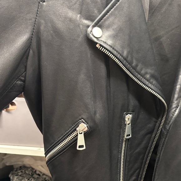 Bagatelle Black Leather Moto Jacket with Silver Accents - Picture 5 of 5